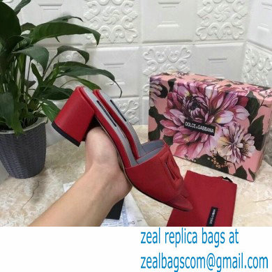 Dolce  &  Gabbana Heel 6.5cm Calfskin Mules Red With DG Millennials Logo 2021